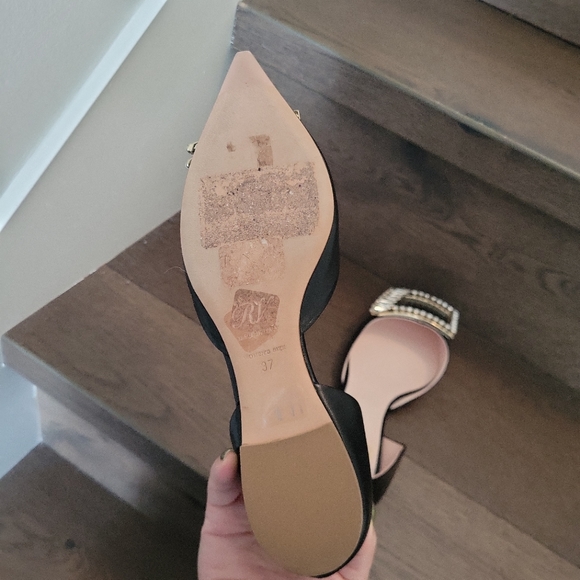 Roger Vivier black leather flats with bling bling buckle - Picture 2 of 9